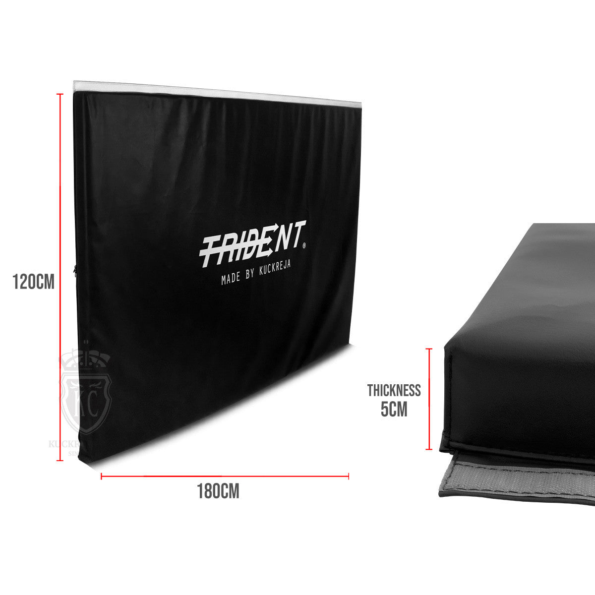 Trident Master Gym Mat with Velcro - 180 x 120 x 5cm (Black)