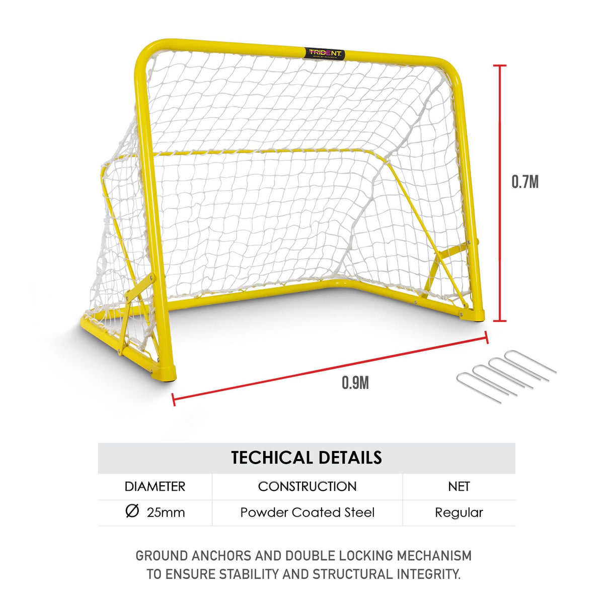 Trident Foldable Steel Mini Goal - 0.9 x 0.7m