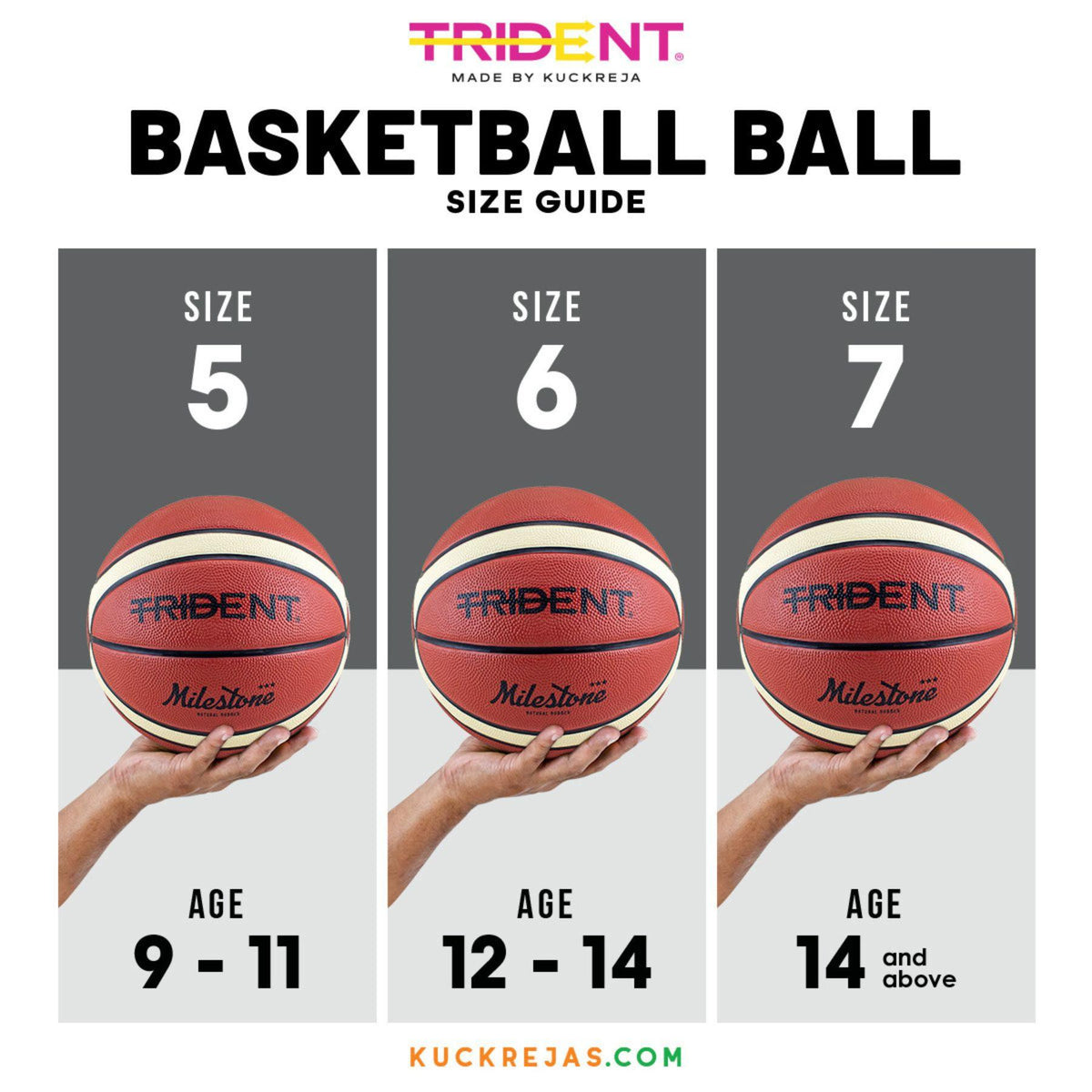 Trident Milestone Rubber Basketball (Size 7, 6, 5)