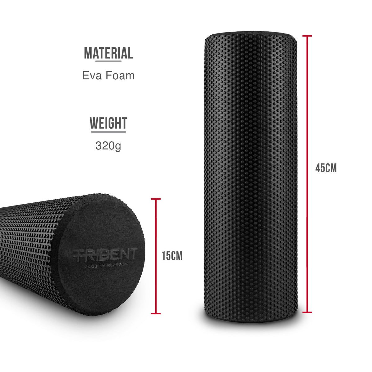 Trident Master Dimple Yoga Roller - Black (45 x 15cm)