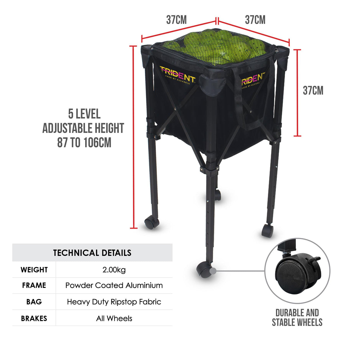 Trident Pickleball and Tennis Ball Cart