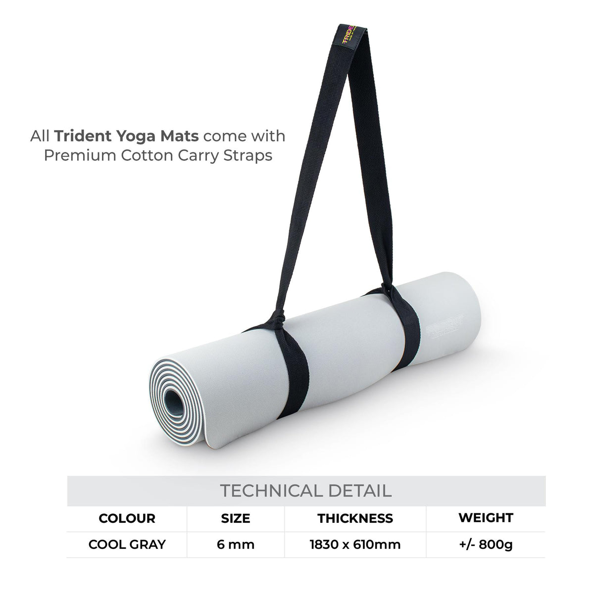 Trident Performance Grip Yoga Mat - Cool Gray (6mm)