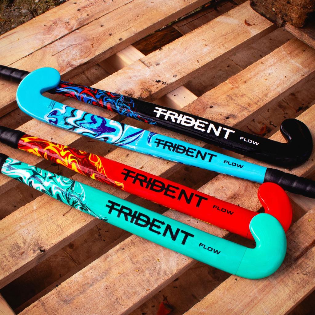 Trident Flow Junior Wooden Hockey Stick - Turquoise