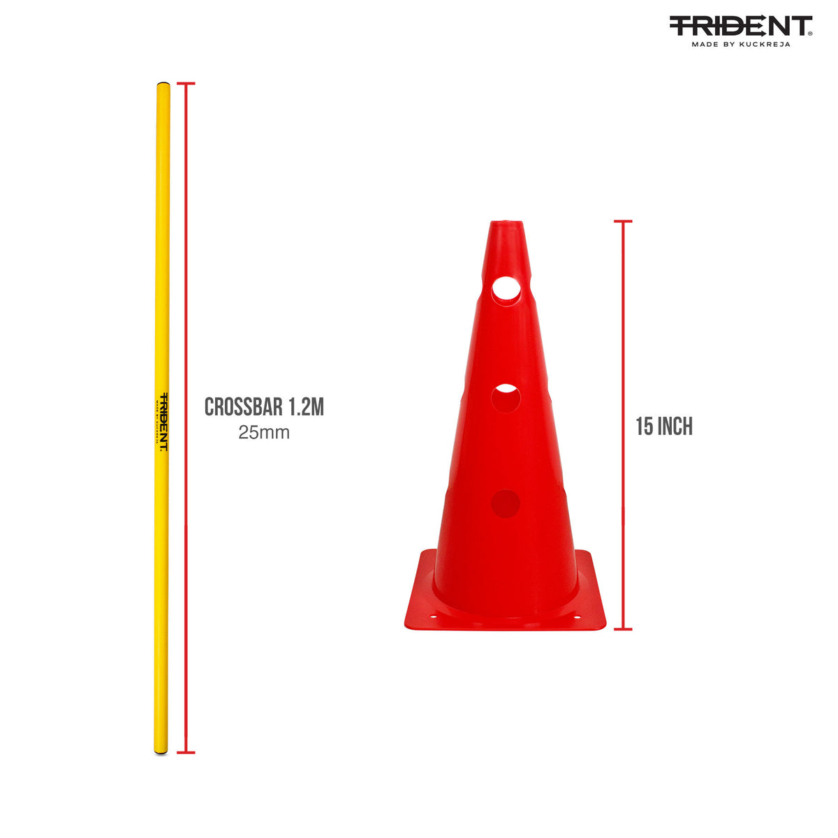 Trident Hat Cone Hurdle Set - 15" (Red)