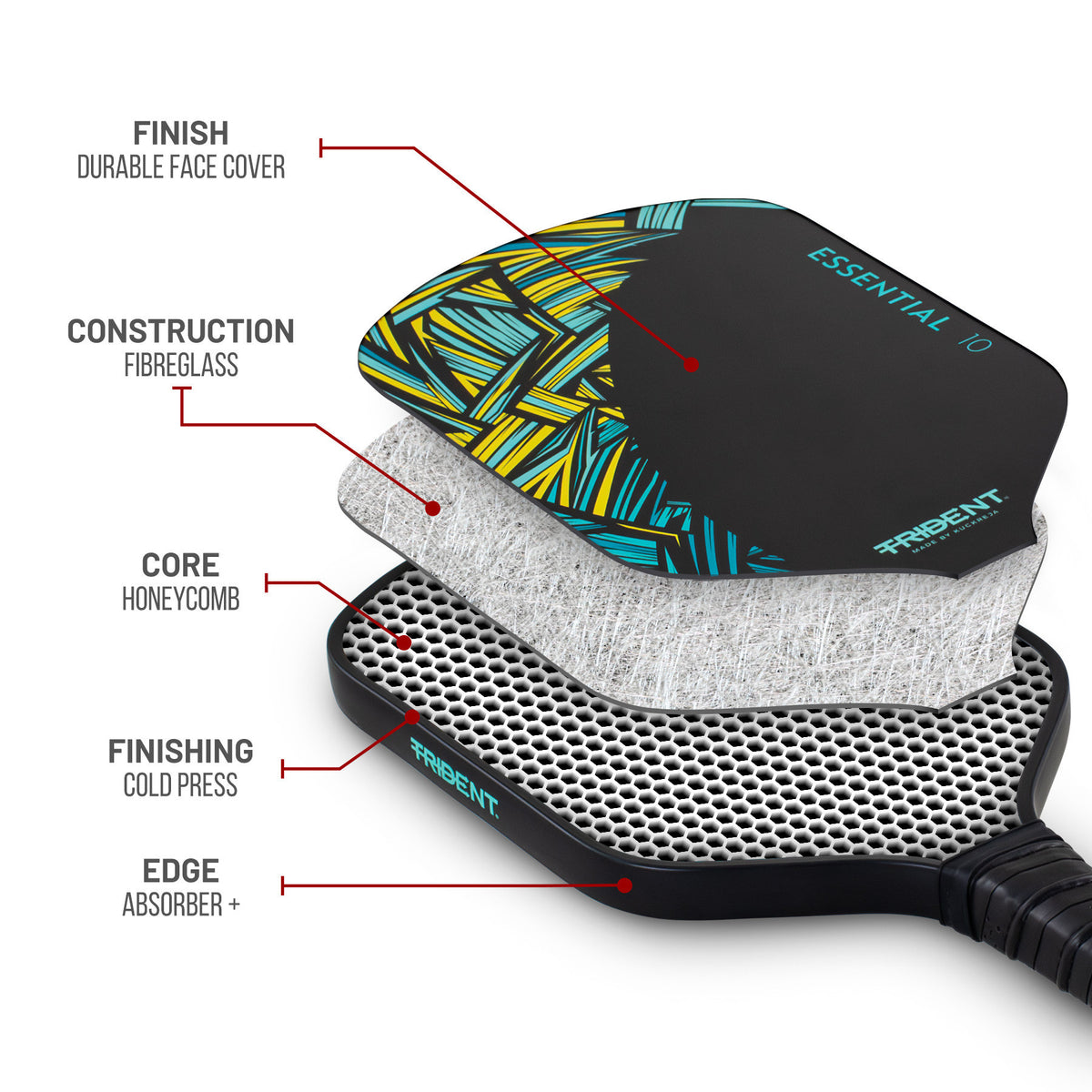 Trident Essential 10 Pickleball Paddle - Jungle Yellow