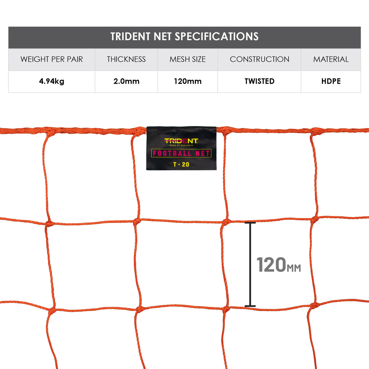 Trident T-20 Football Net (Orange)