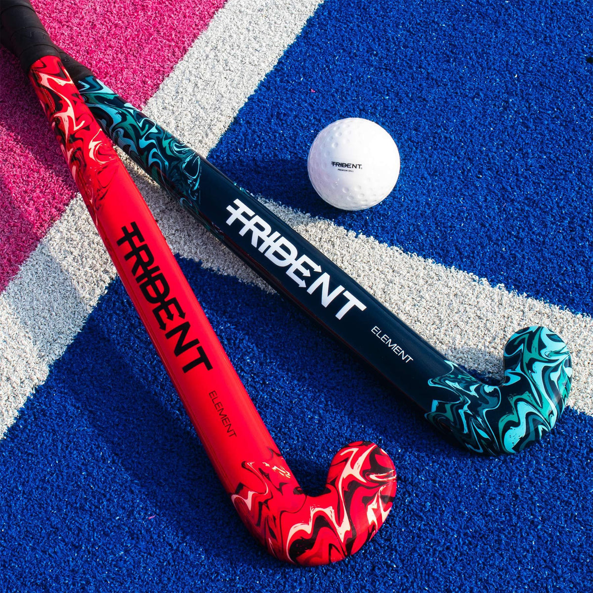 Trident Element Wooden Hockey Stick - Crimson