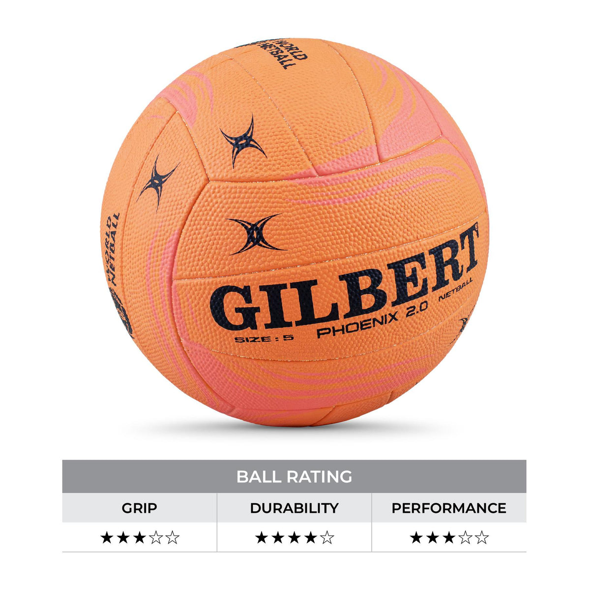 Gilbert Phoenix Match Netball - Coral (Size 5, 4)