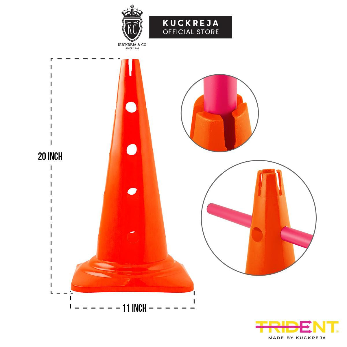 Trident 20" Cone with Holes - Orange