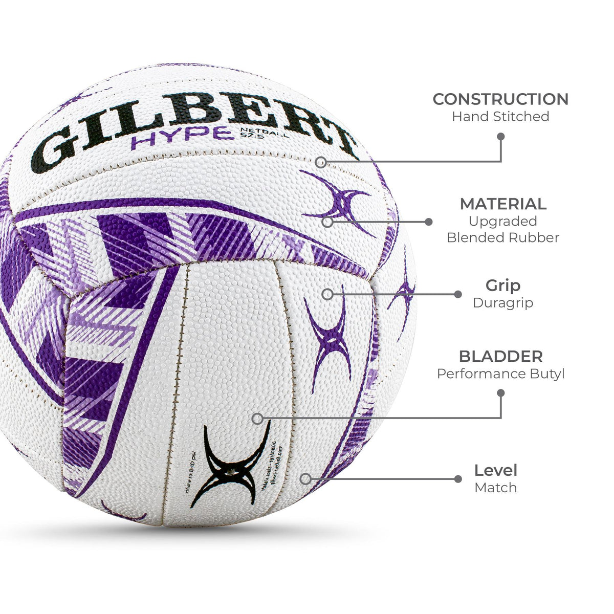 Gilbert Hype Match Netball - Purple (Size 5)