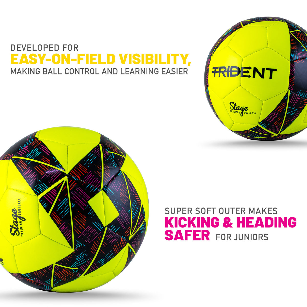 Trident Stage Training Football - Size 3 (Neon/Rubine)