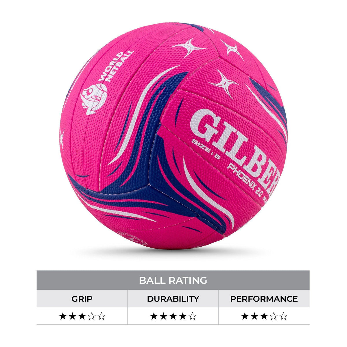 Gilbert Phoenix 2.0 Match Netball - Pink (Size 5, 4)