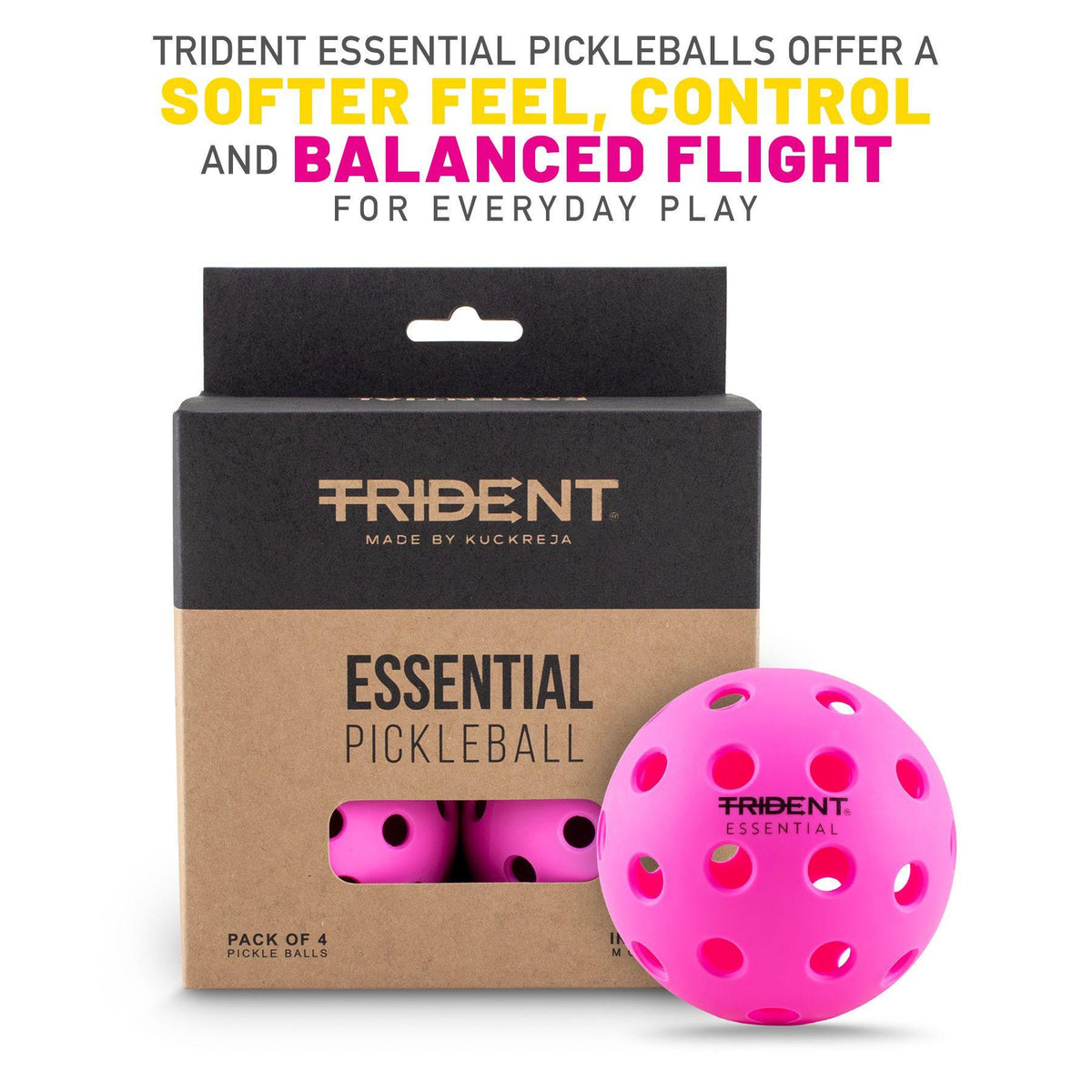 Trident Essential Pickleball Balls - Pink (Set of 4)
