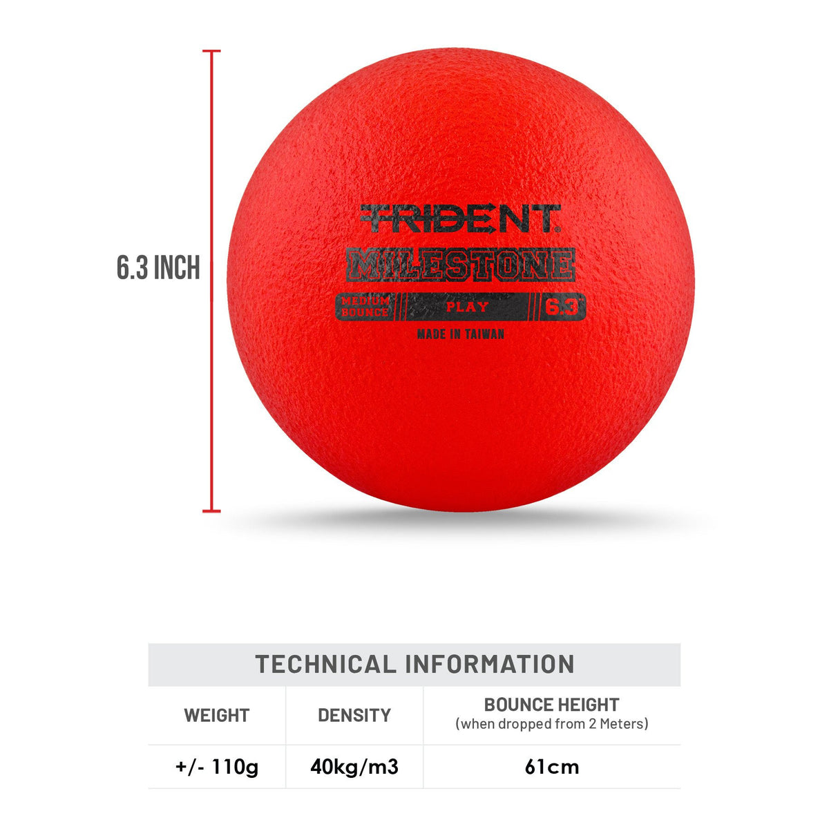 Trident Milestone Play Foam Ball - Red (6.3")