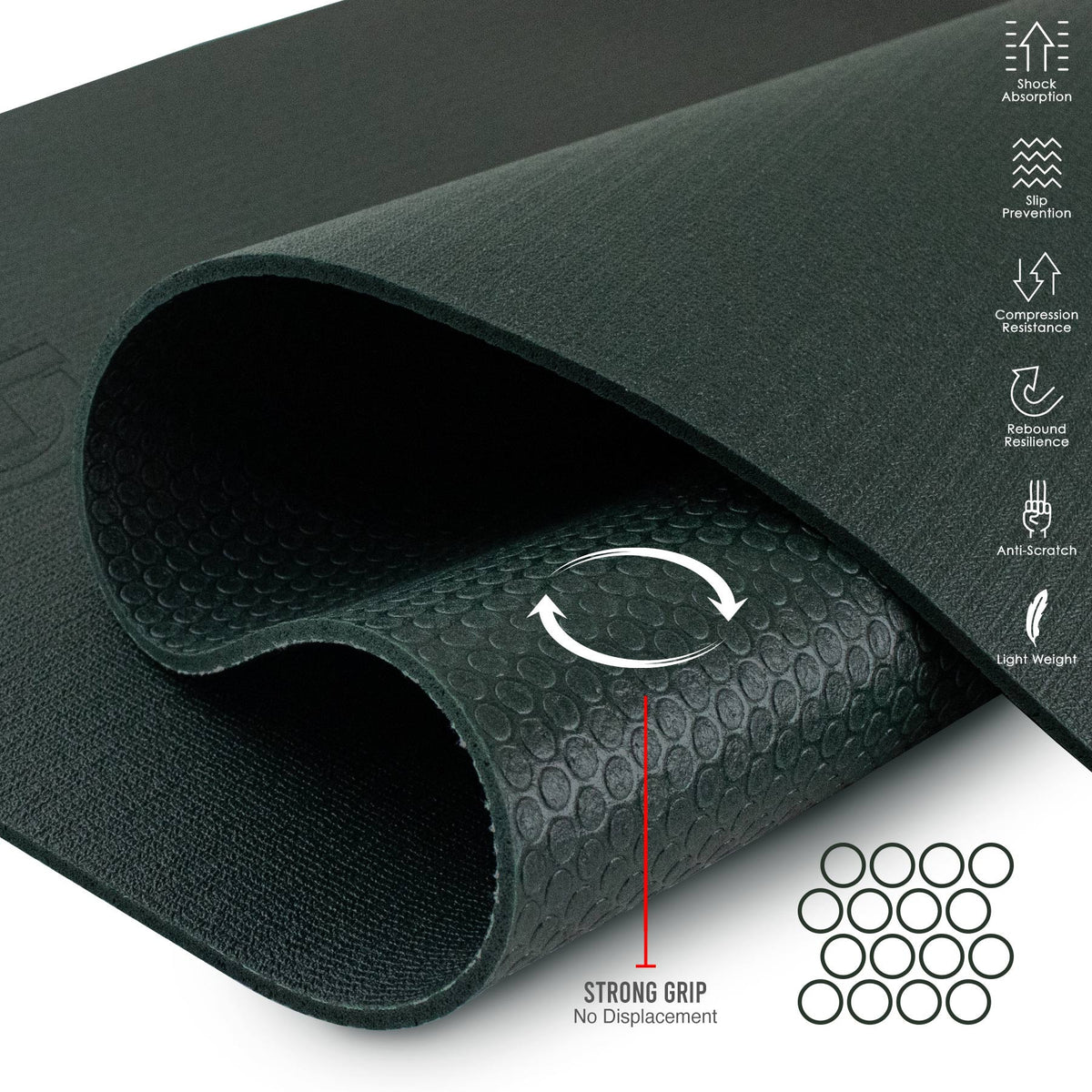 Trident Ultra Grip Fusion Rubber Yoga Mat - 6mm (Forest Green)