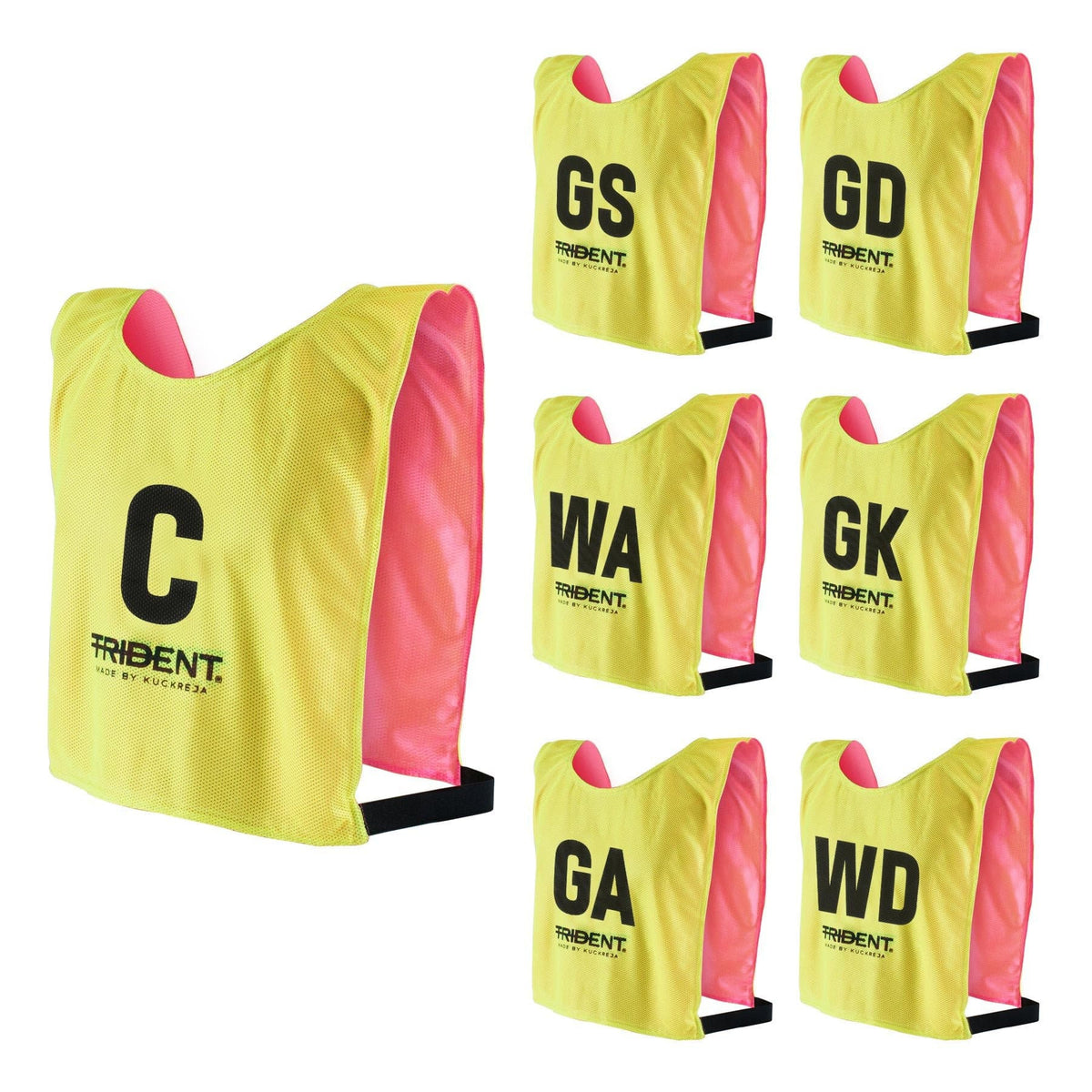 Trident Reversible Netball Bibs Set - Pink/Yellow (Senior)