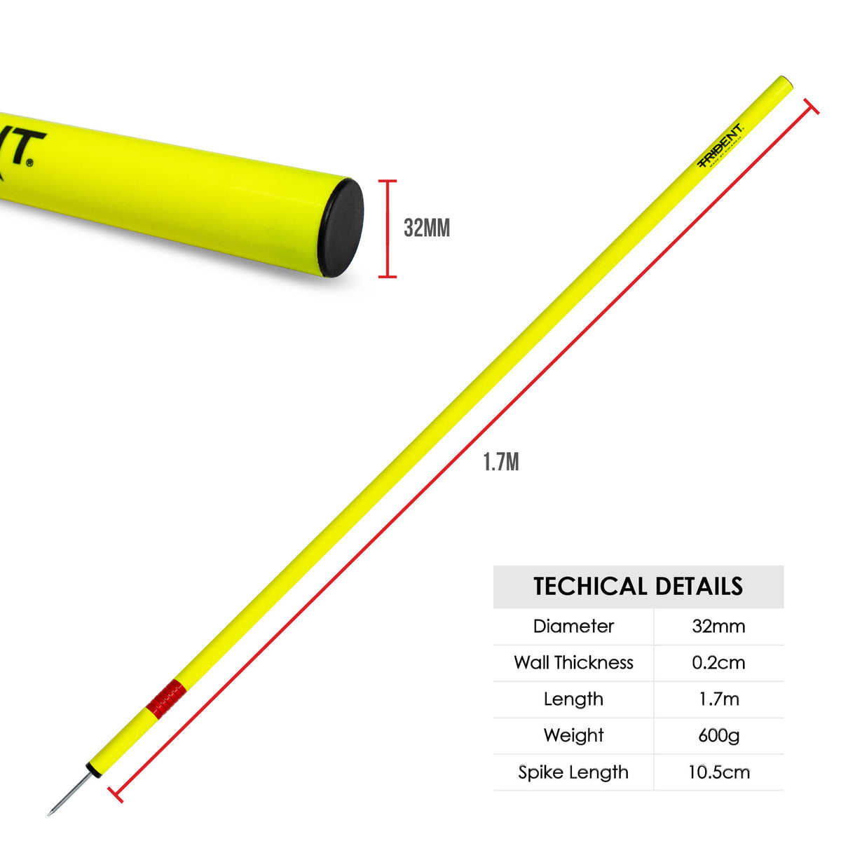 Trident Slalom Pole with Spring - Neon