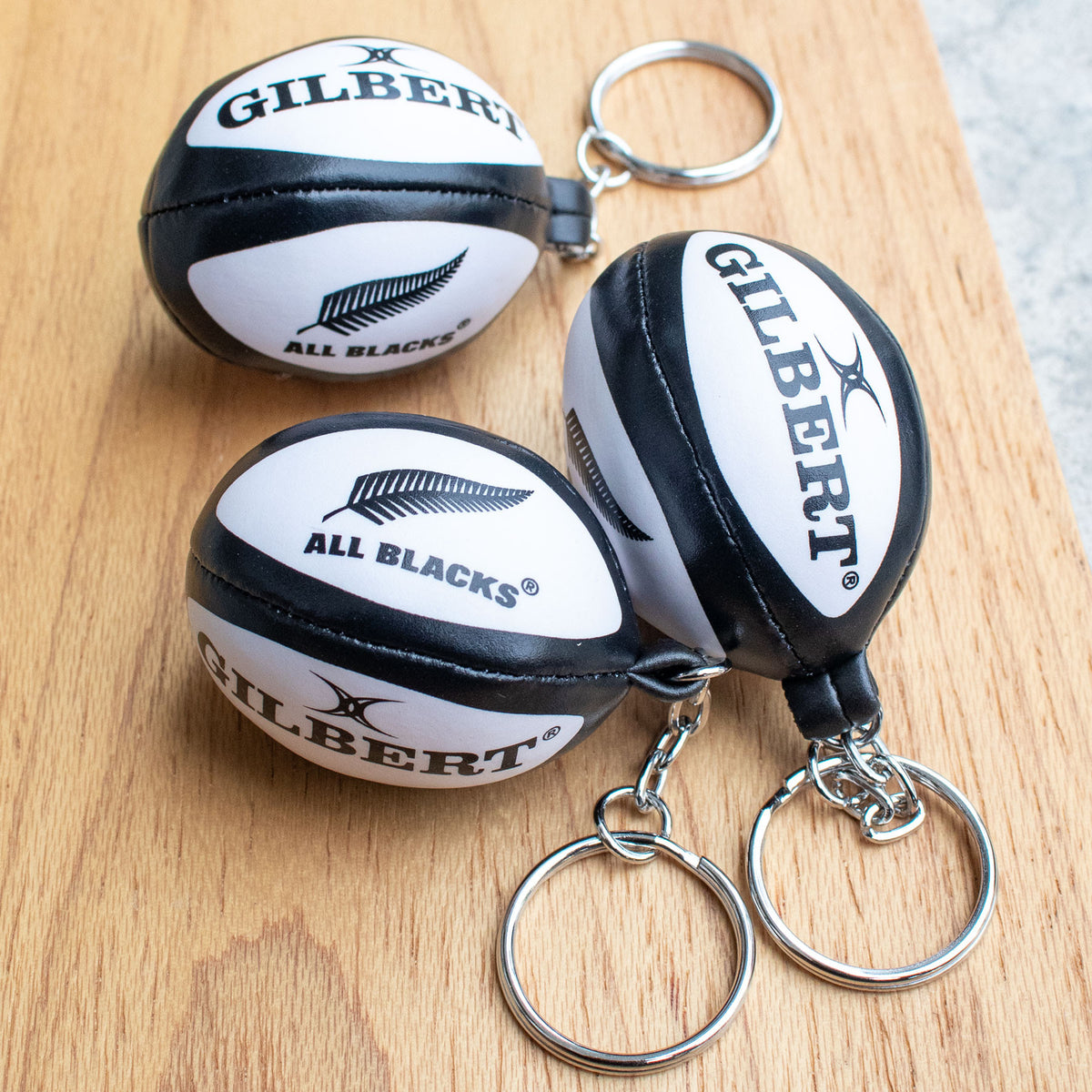 Gilbert All Blacks Official Keyring (White)