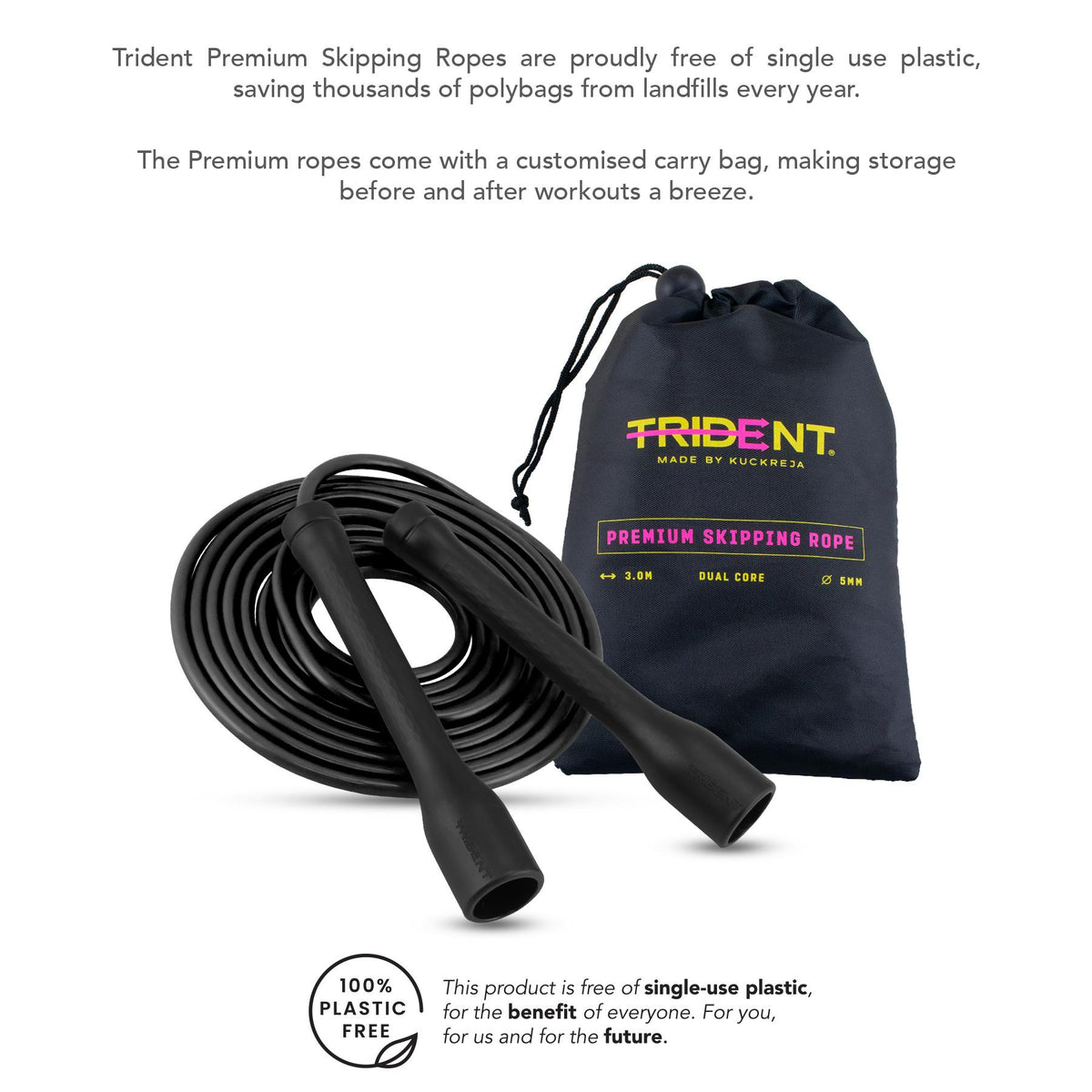 Trident Premium Skipping Rope – Midnight Black