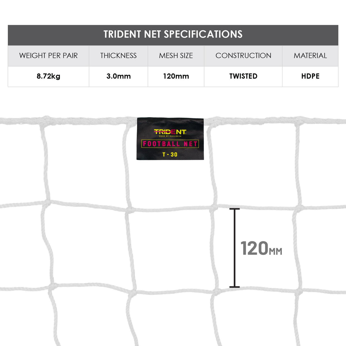 Trident T-30 Football Net (White)