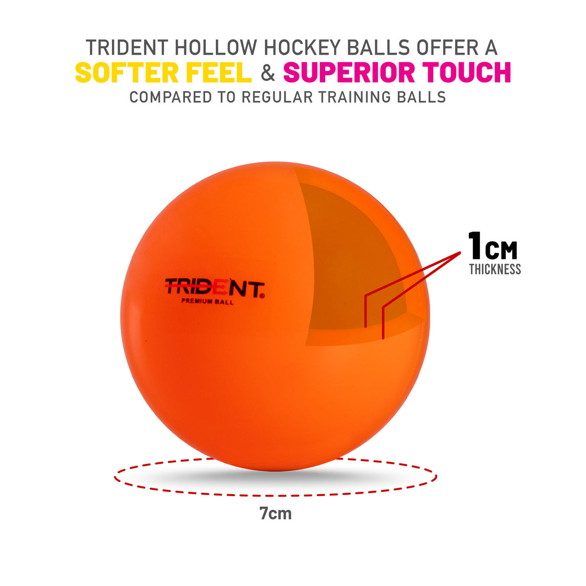 Trident Premium Indoor Hockey Ball - Orange