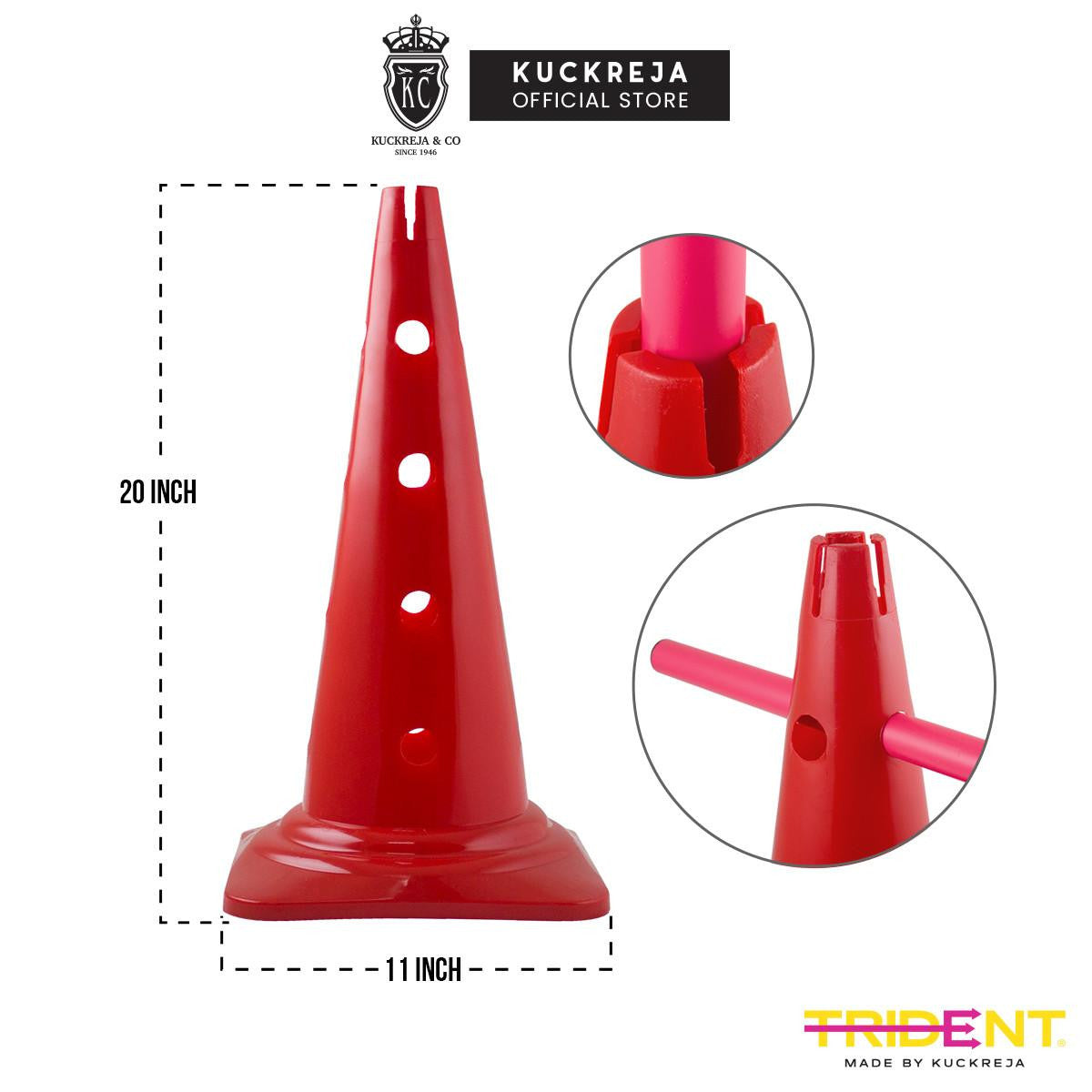 Trident 20" Cone with Holes - Red