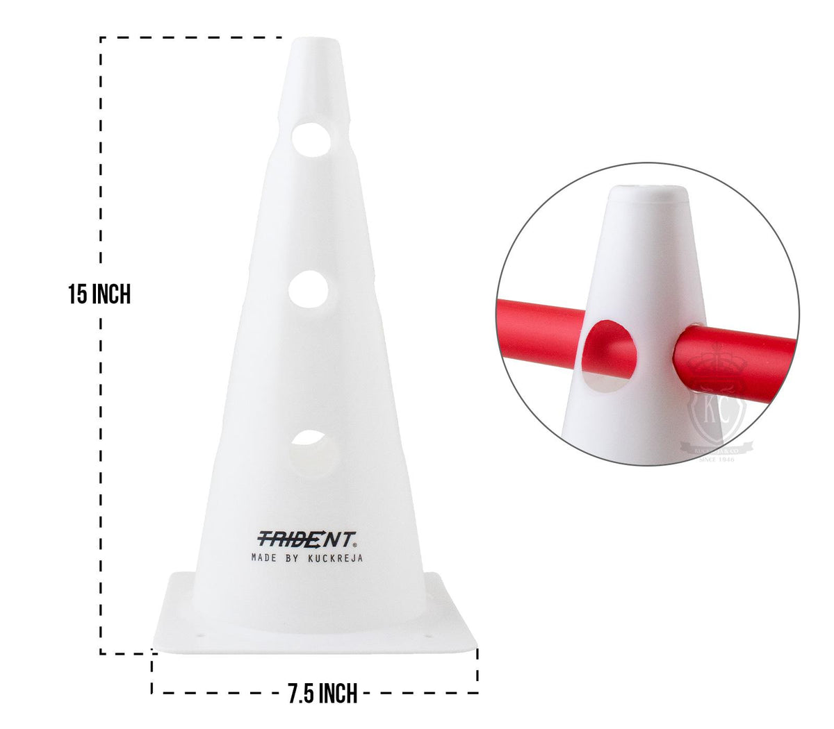 Trident 15" Cone with Holes - White