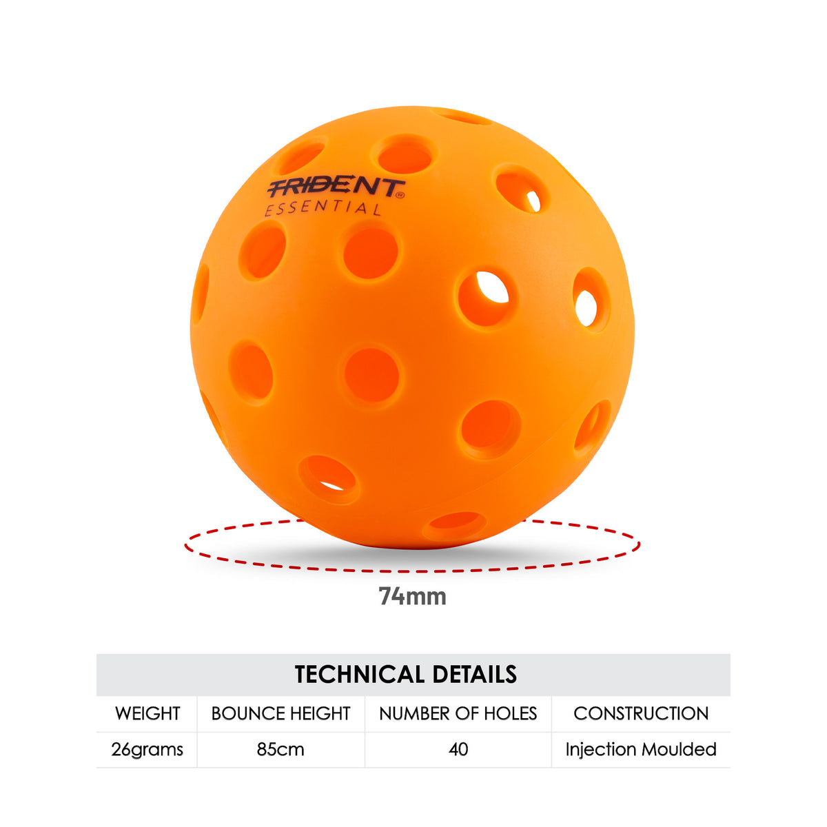 Trident Essential Pickleball Balls - Orange (Set of 4)
