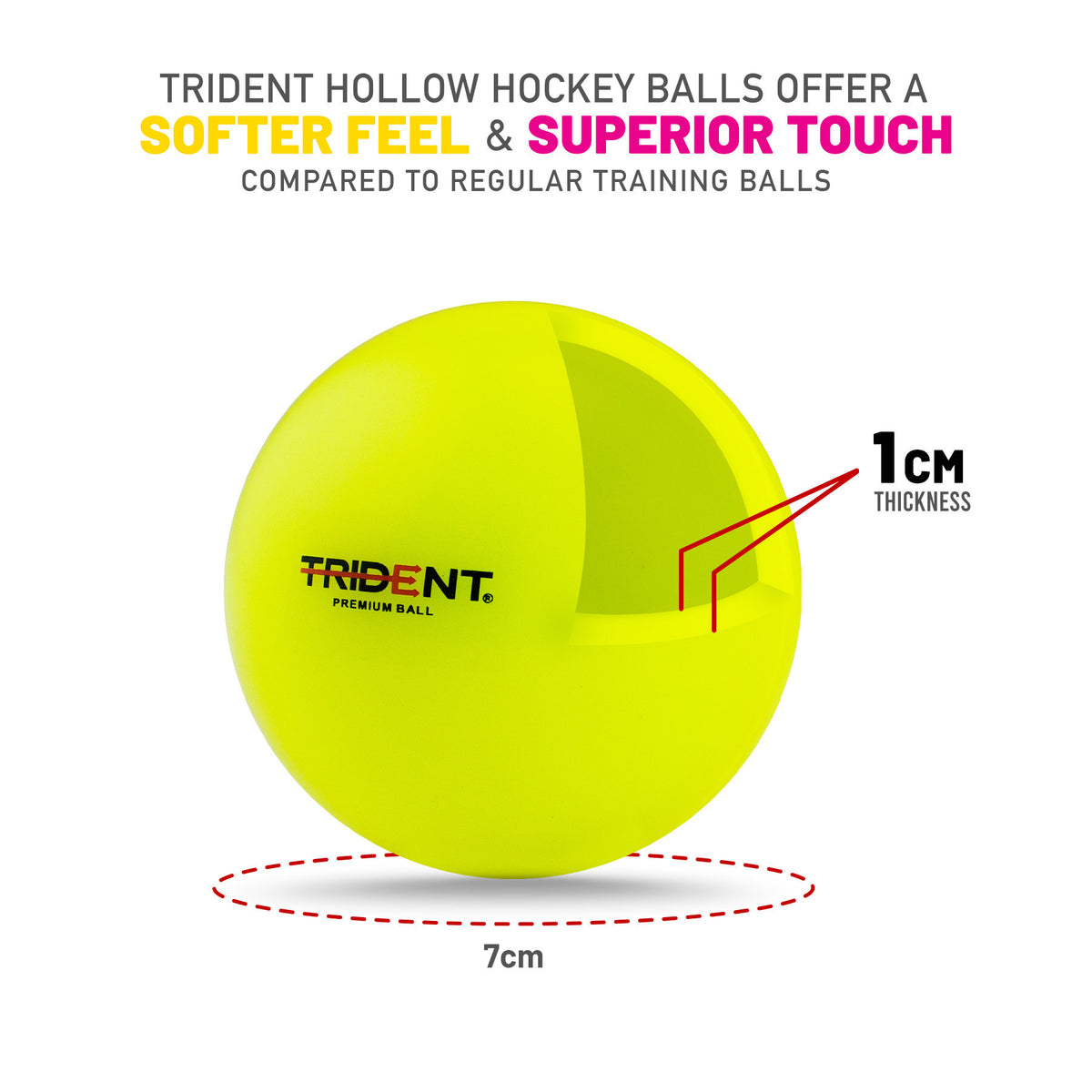 Trident Premium Indoor Hockey Ball - Yellow
