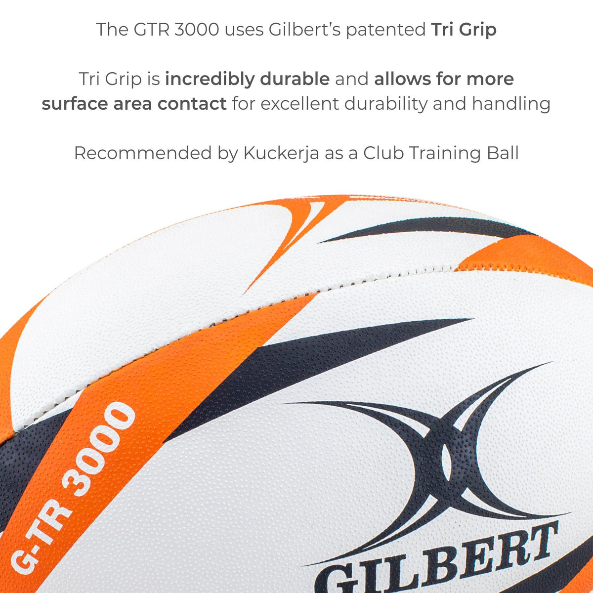 Gilbert GTR 3000 Rugby Ball - Orange (Size 4)