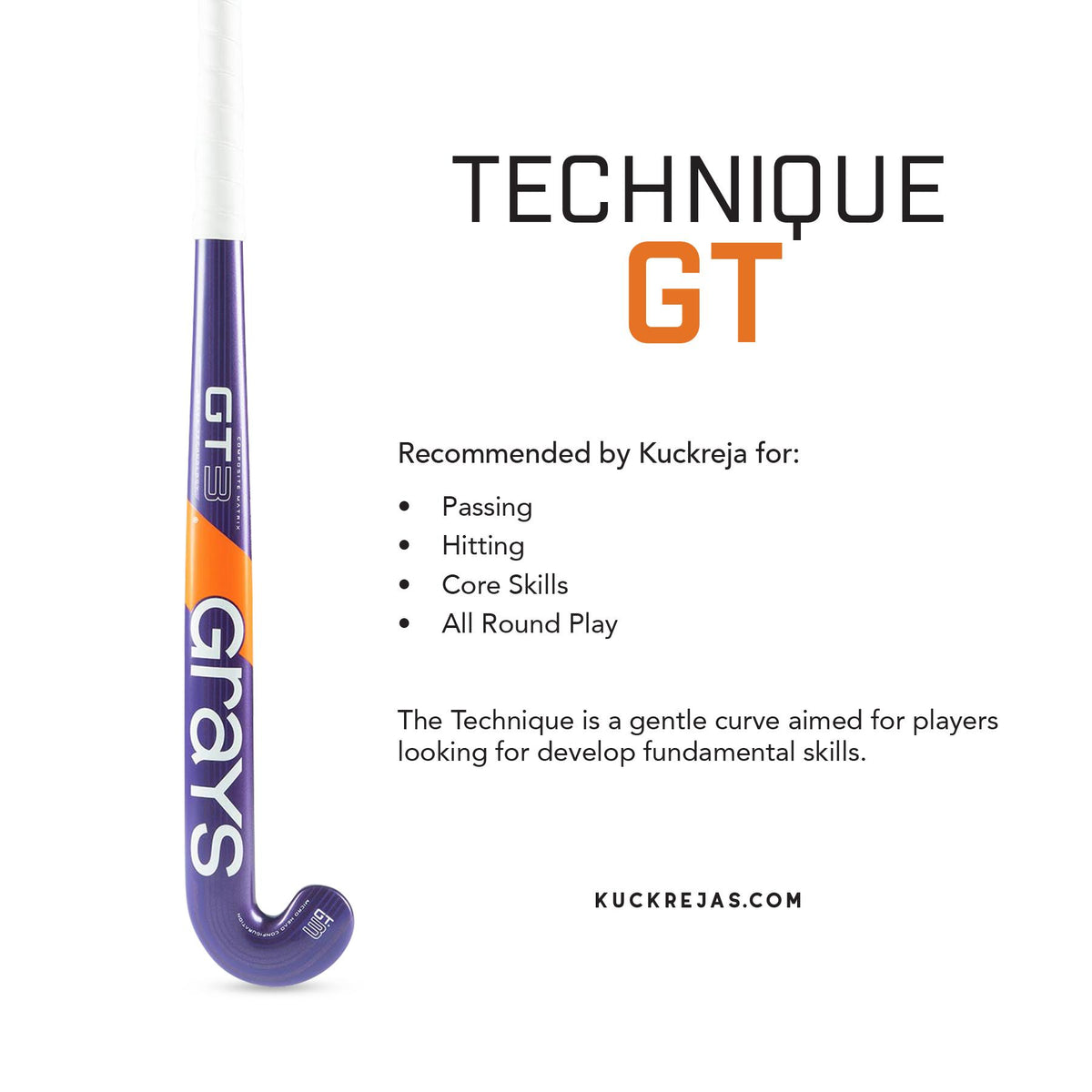 Grays GT3 Junior Composite Hockey Stick - Purple (34")