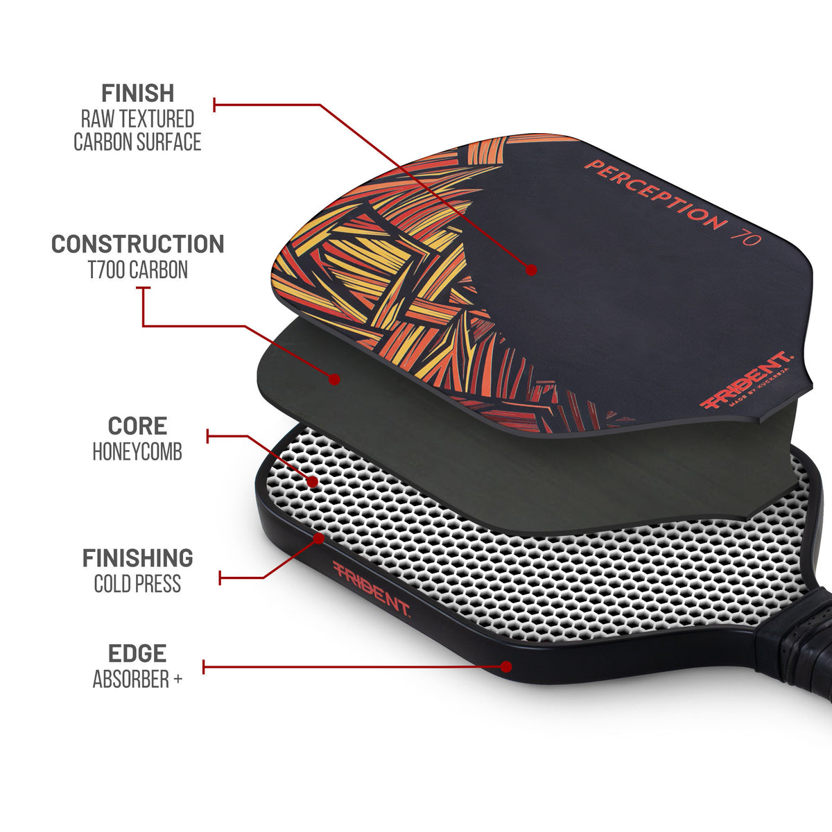 Trident Perception 70 Pickleball Paddle - Sunset Orange