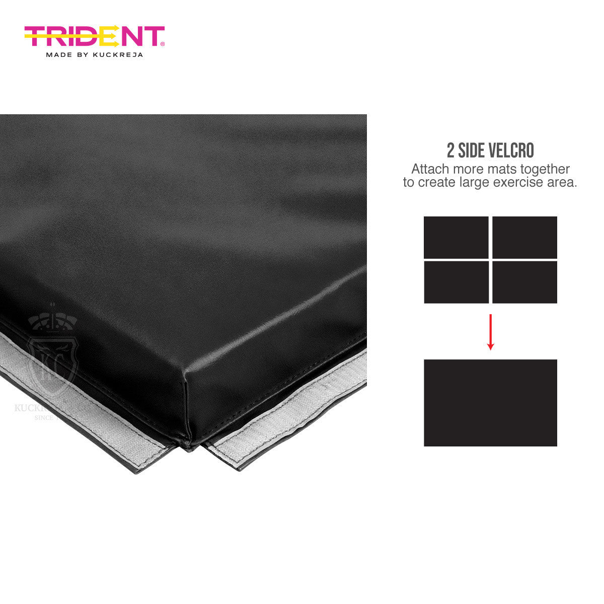 Trident Master Gym Mat with Velcro - 180 x 120 x 3cm (Black)