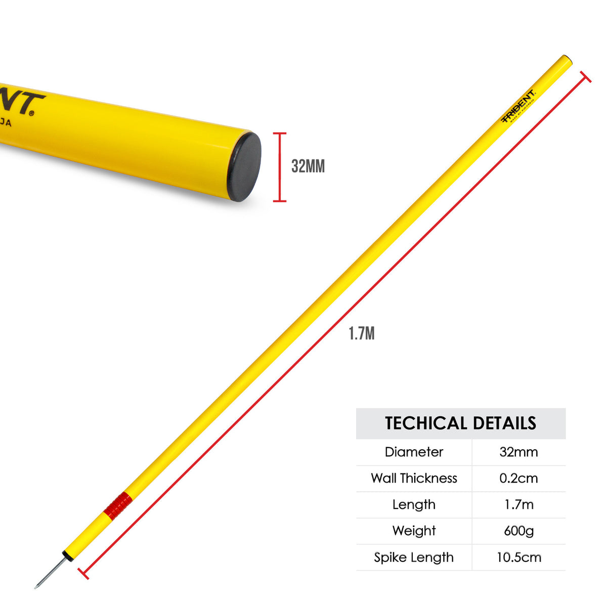 Trident Slalom Pole with Spring - Yellow