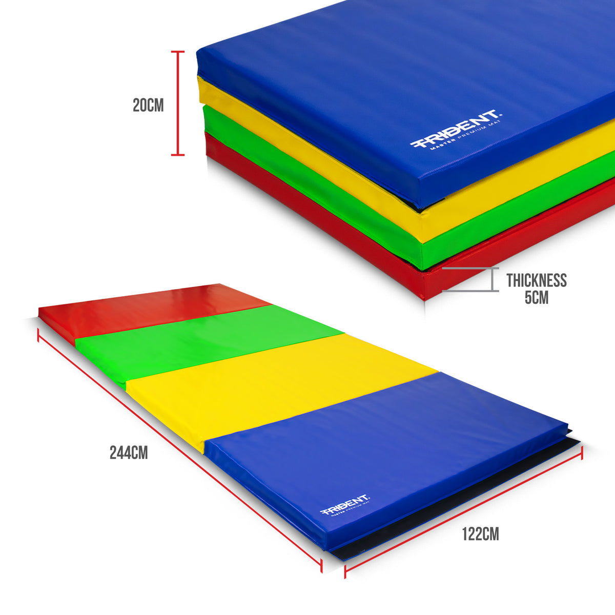 Trident Gymnastic Folding Mat - 244cm x 122cm x 5cm