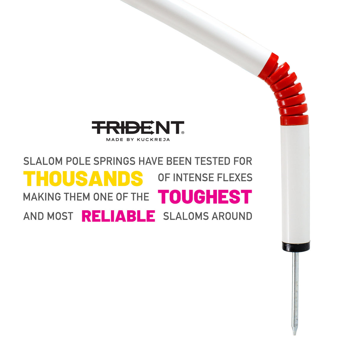 Trident Slalom Pole with Spring - White