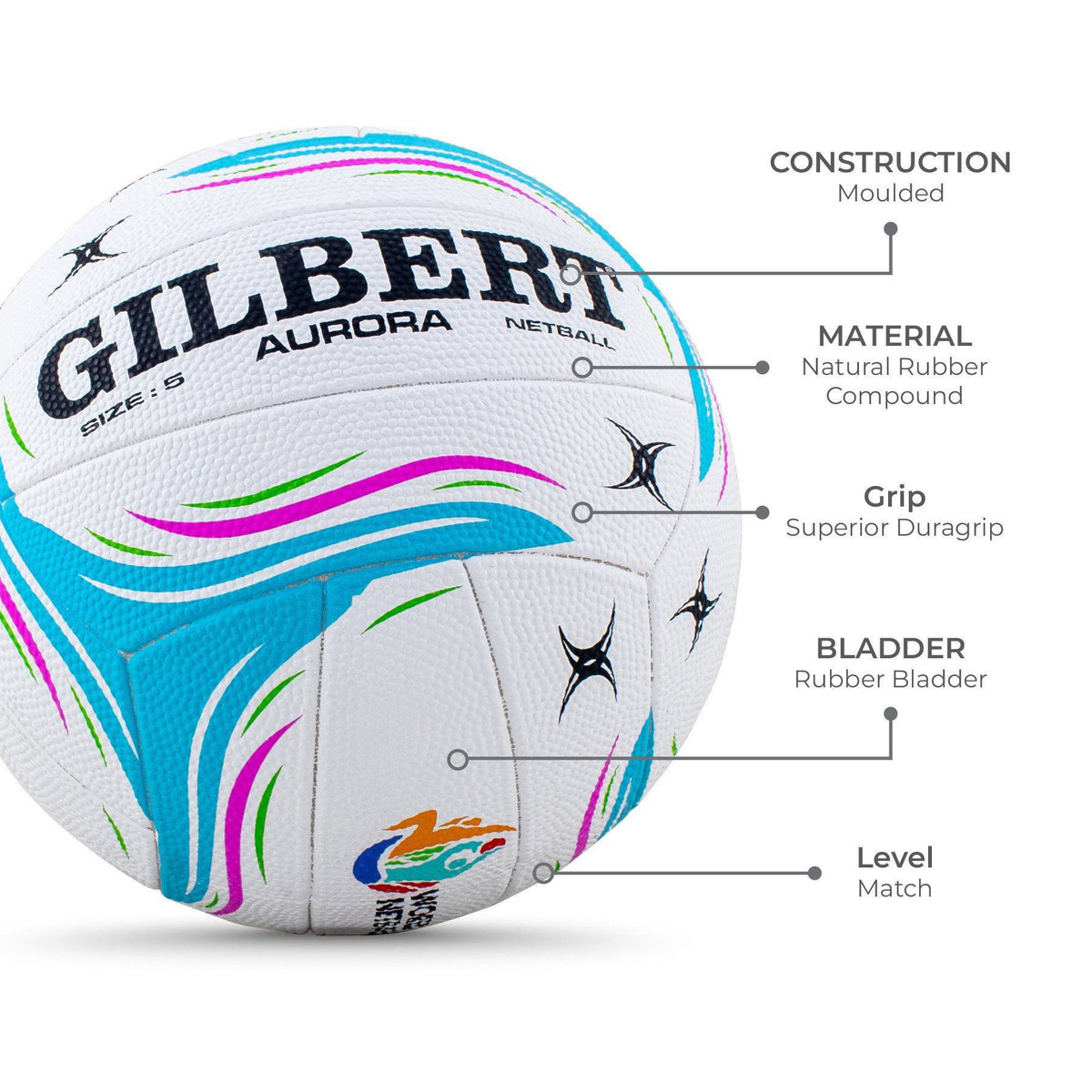 Gilbert Aurora Match Netball (Size 5)