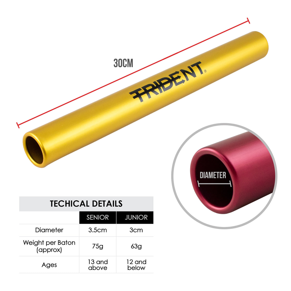 Trident Aluminium Relay Batons - Junior