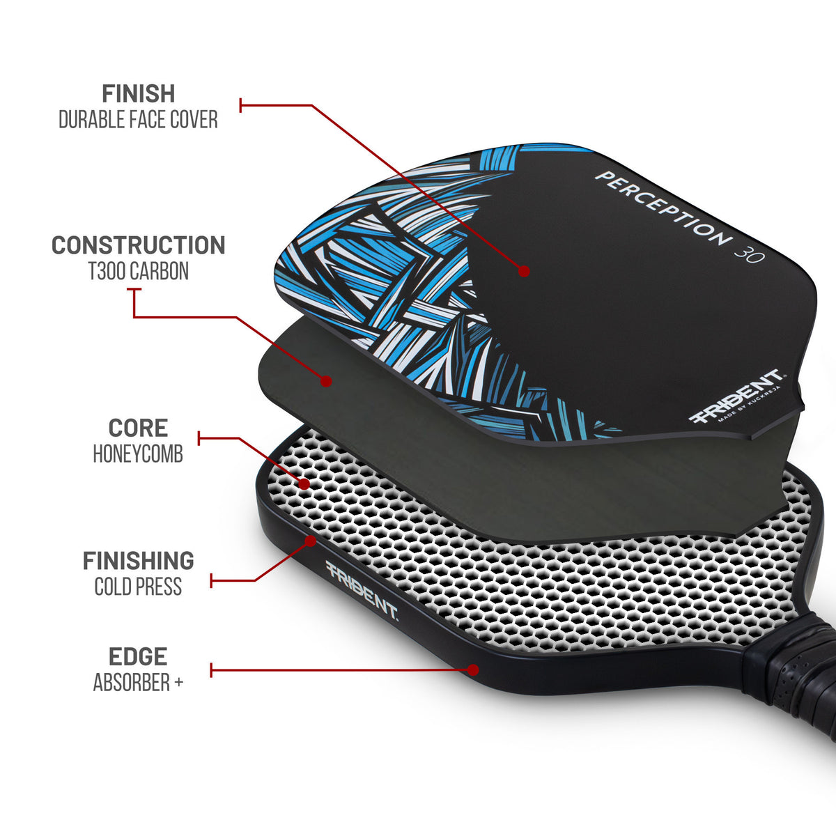 Trident Perception 30 Pickleball Paddle - Steel Blue