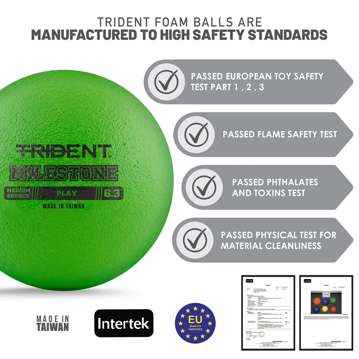 Trident Milestone Play Foam Ball - Green (6.3")