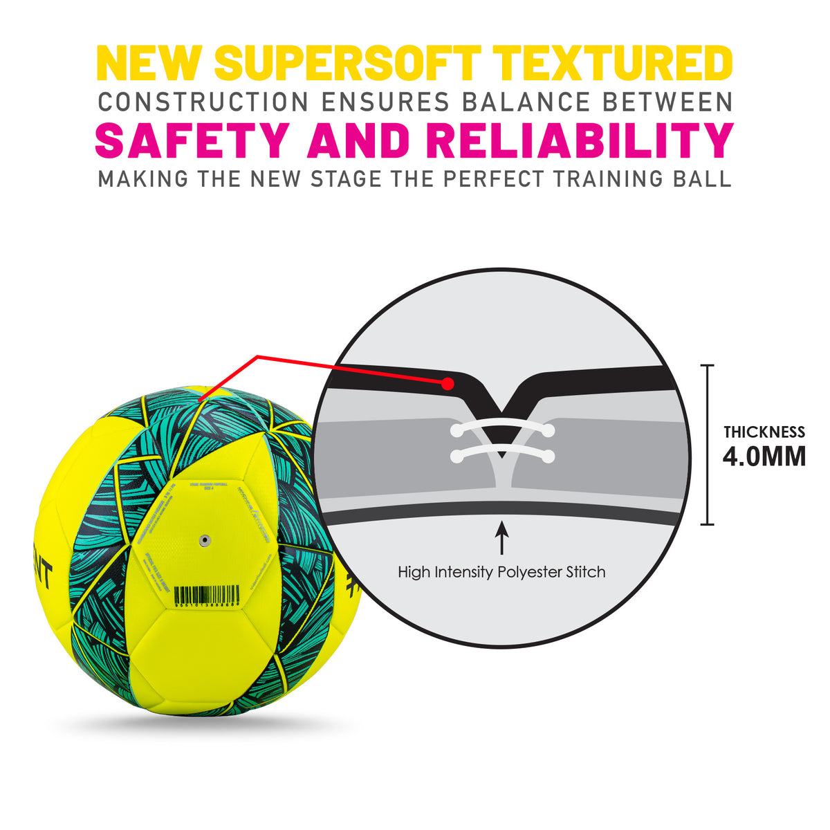 Trident Stage 2.0 Training Football - Size 4 (Mint)