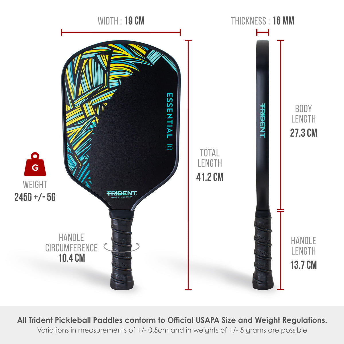 Trident Essential 10 Pickleball Paddle - Jungle Yellow