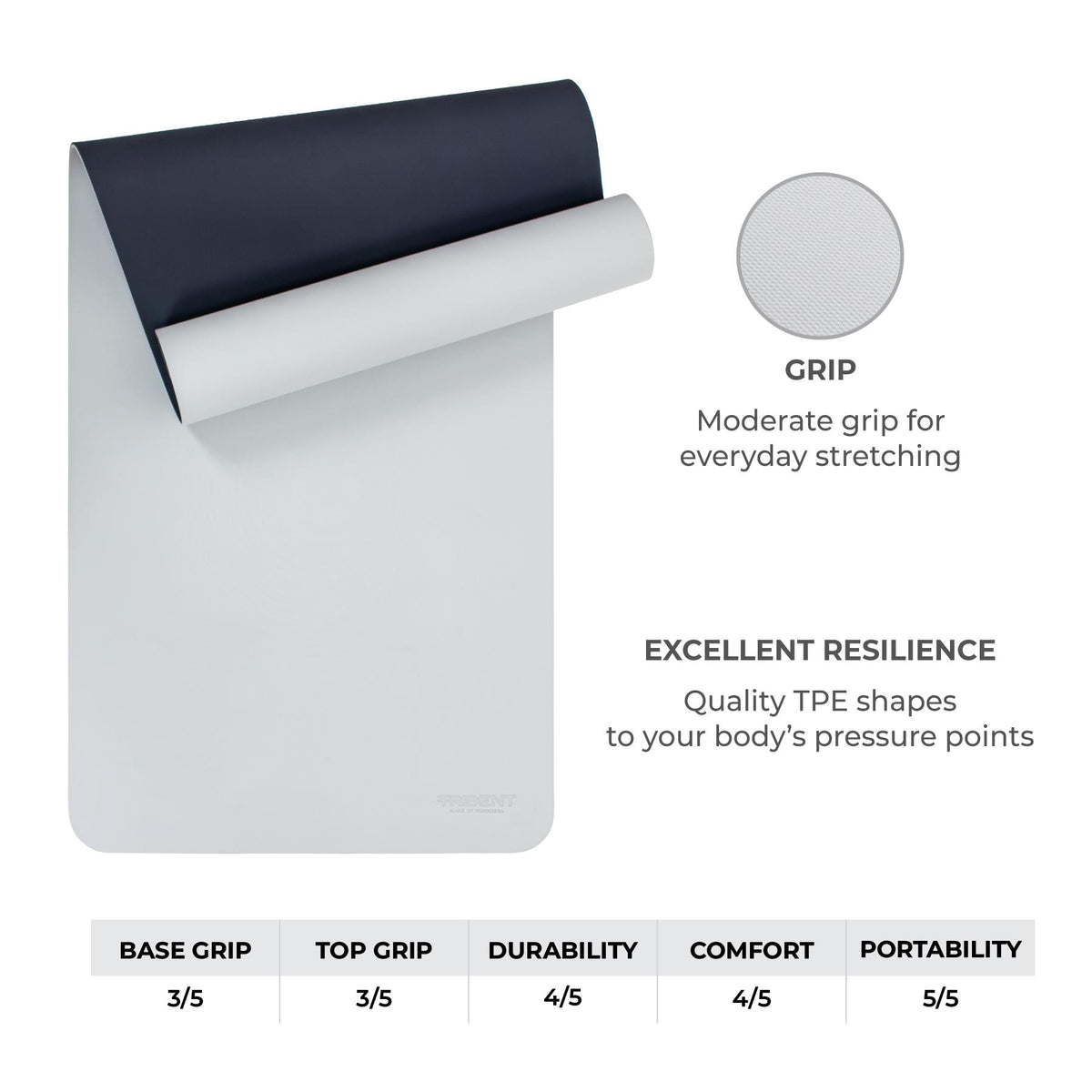 Trident Performance Grip Yoga Mat - Cool Gray (6mm)