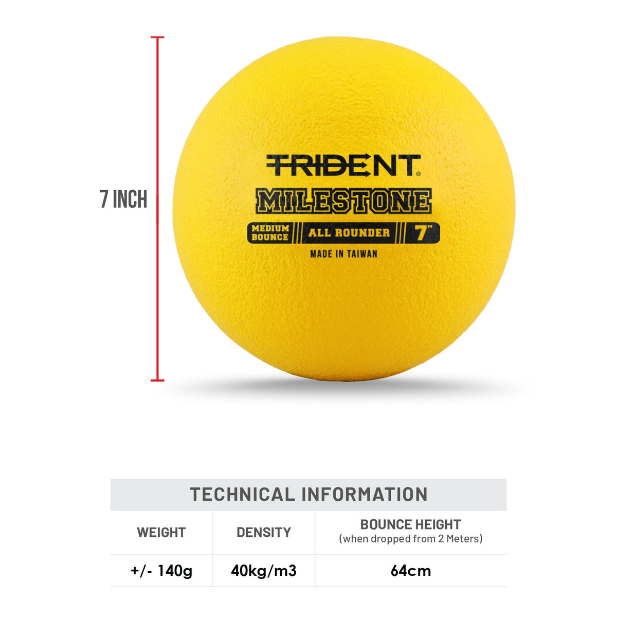 Trident Milestone All Rounder Foam Ball - Yellow (7")