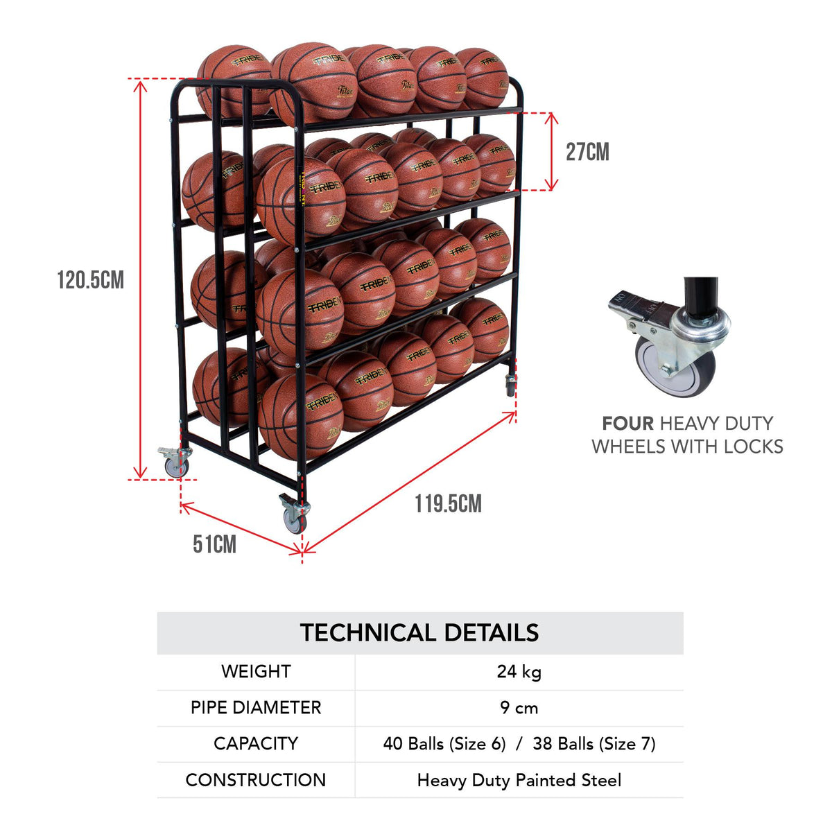 Trident Pro 4 Level Ball Cart