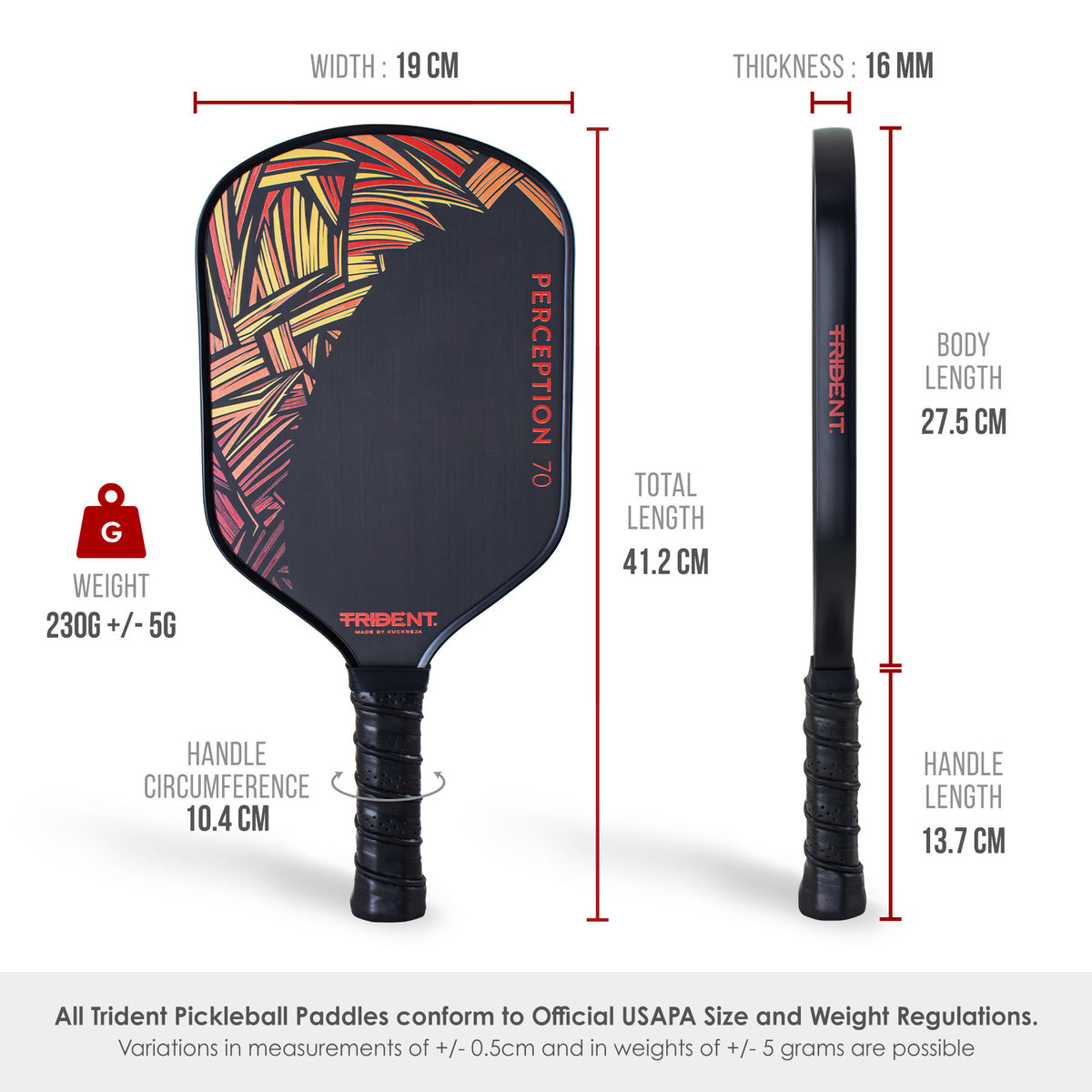 Trident Perception 70 Pickleball Paddle - Sunset Orange