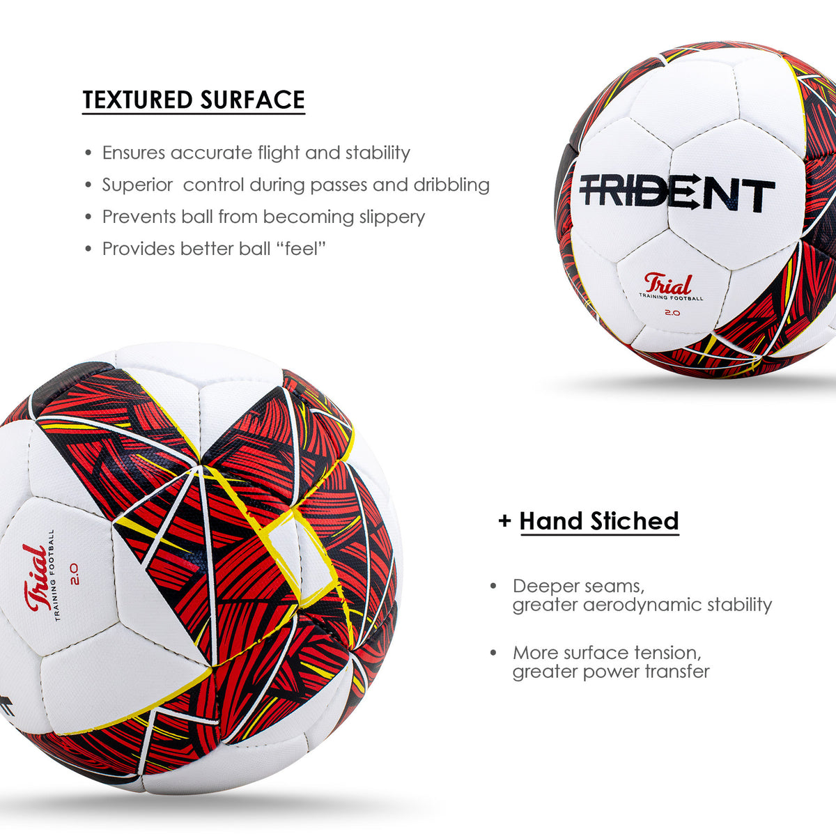 Trident Trial 2.0 Training Football - Size 5 (Chaos Red)