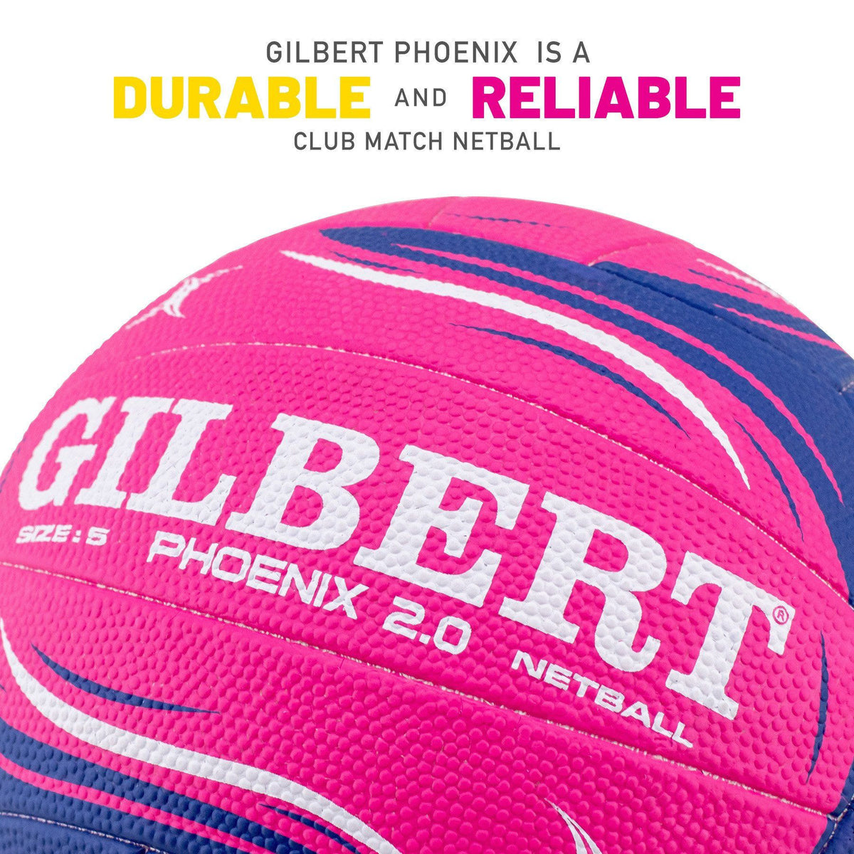 Gilbert Phoenix 2.0 Match Netball - Pink (Size 5, 4)