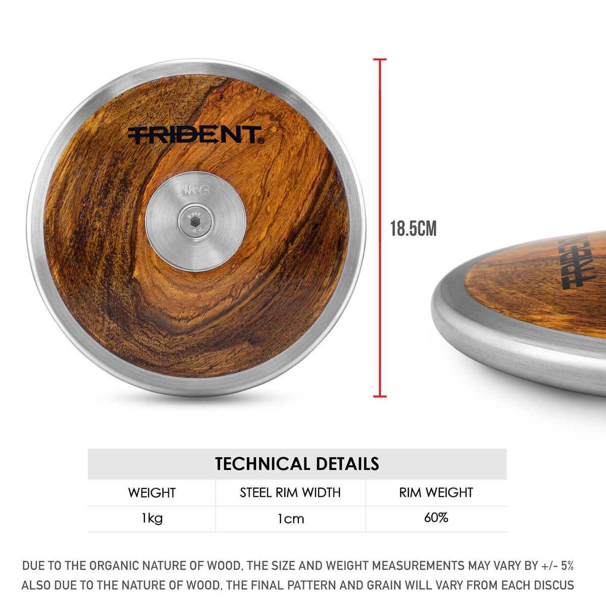 Trident Wooden Discus - 1.00kg