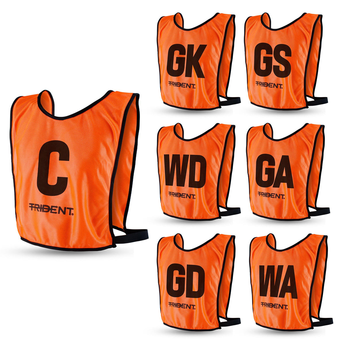Trident Netball Bibs Set - Orange (Senior, Junior)